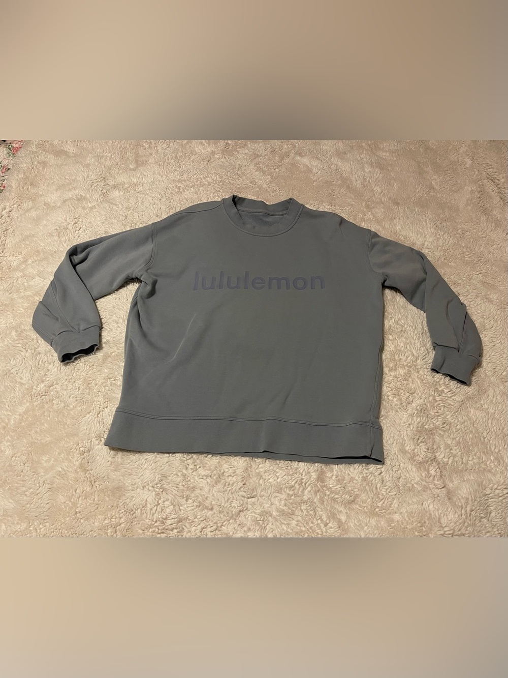 Lululemon Perfectly Oversized Crew Graphic Sweatshirt Grey Blue Women 8